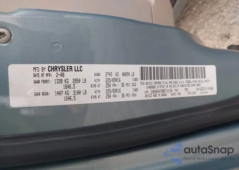 2008 Chrysler Town & Country Touring from USA, damaged, VIN 2A8HR54P38R714194